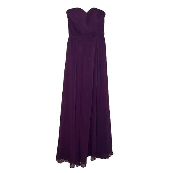 Morilee by Madeline Gardner Bridesmaids Dress Strapless Chiffon Long Purple 8 - Picture 2 of 6